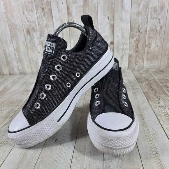 Converse Black and White Women's Sneakers - Picture 5 of 8